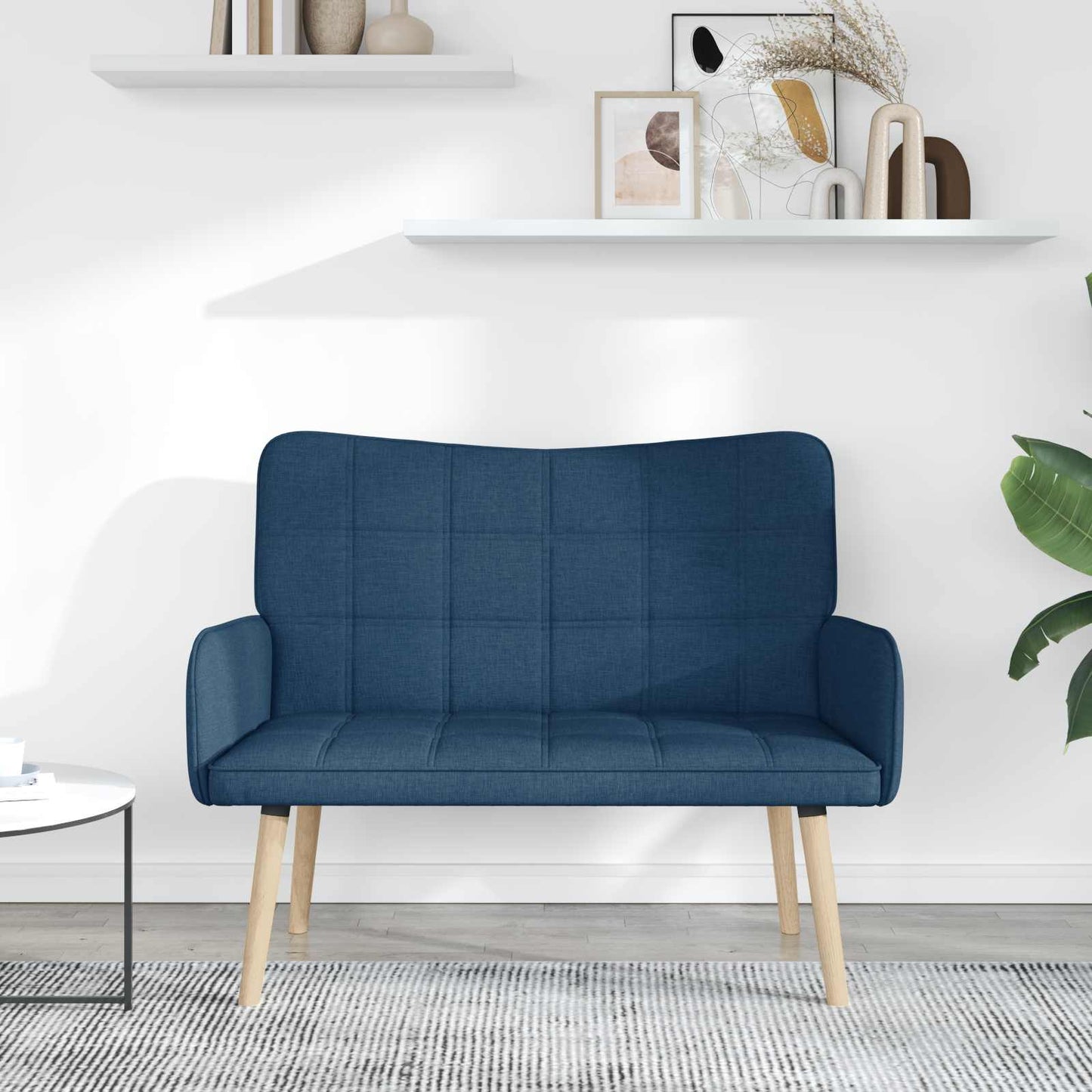 Sofa a Due Posti Blu 115 x 61 x 87 cm Tessuto | homemem39