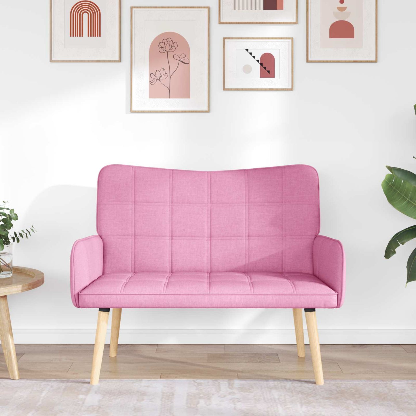Sofa a Due Posti Rosa 115 x 61 x 87 cm Tessuto | homemem39