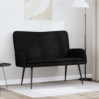 Divano a 2 Posti Nero 115 x 61 x 87 cm Tessuto | homemem39