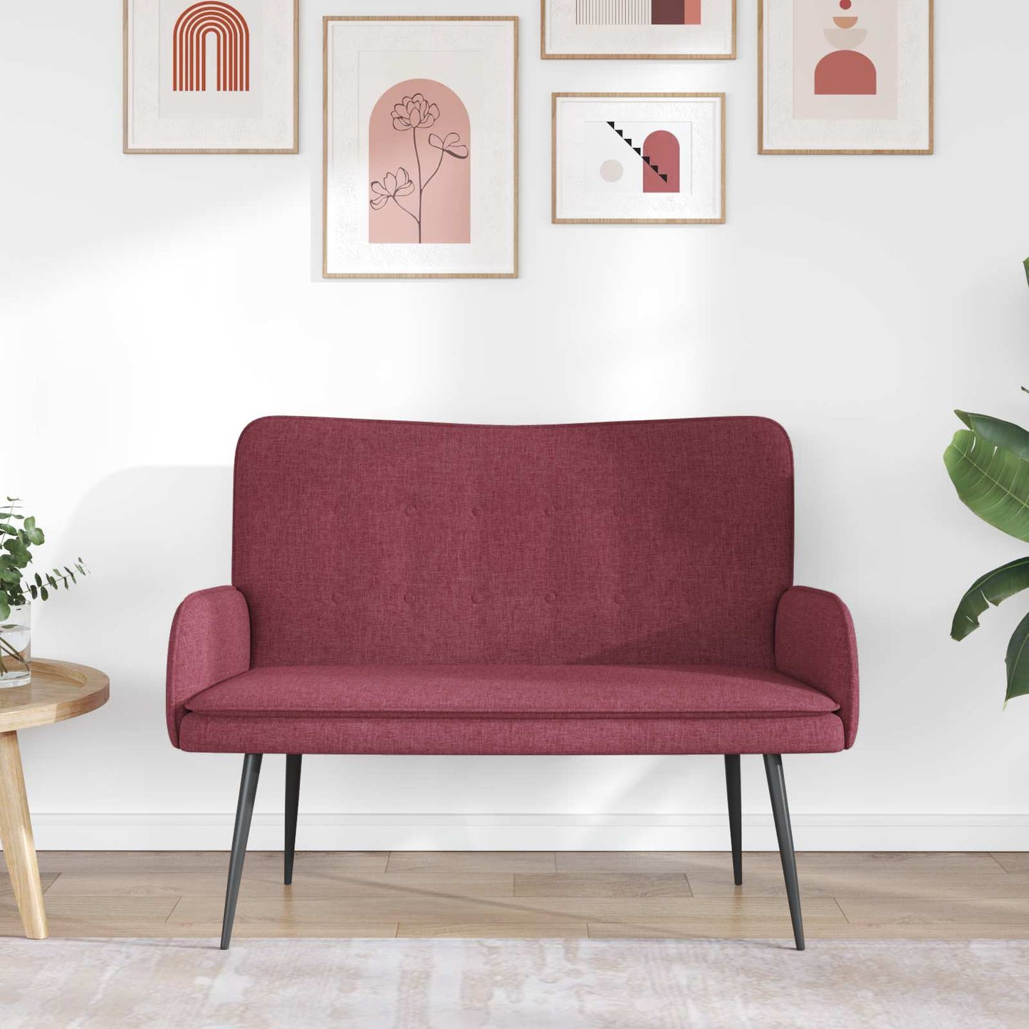 Divano a 2 Posti Rosso vino 115 x 61 x 87 cm Tessuto | homemem39