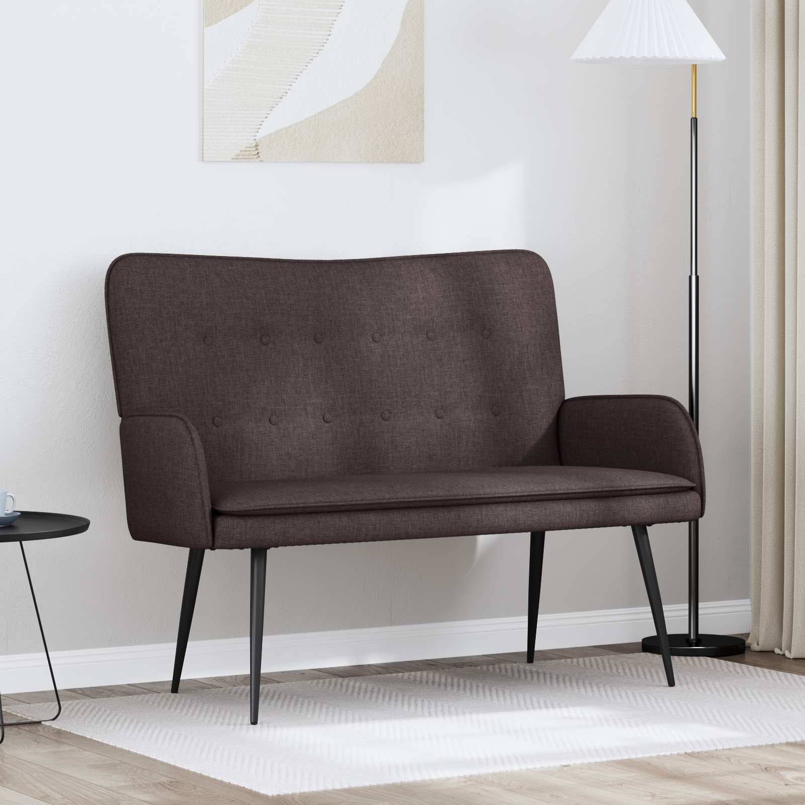 Divano a 2 Posti Marrone Scuro 115 x 61 x 87 cm Tessuto | homemem39