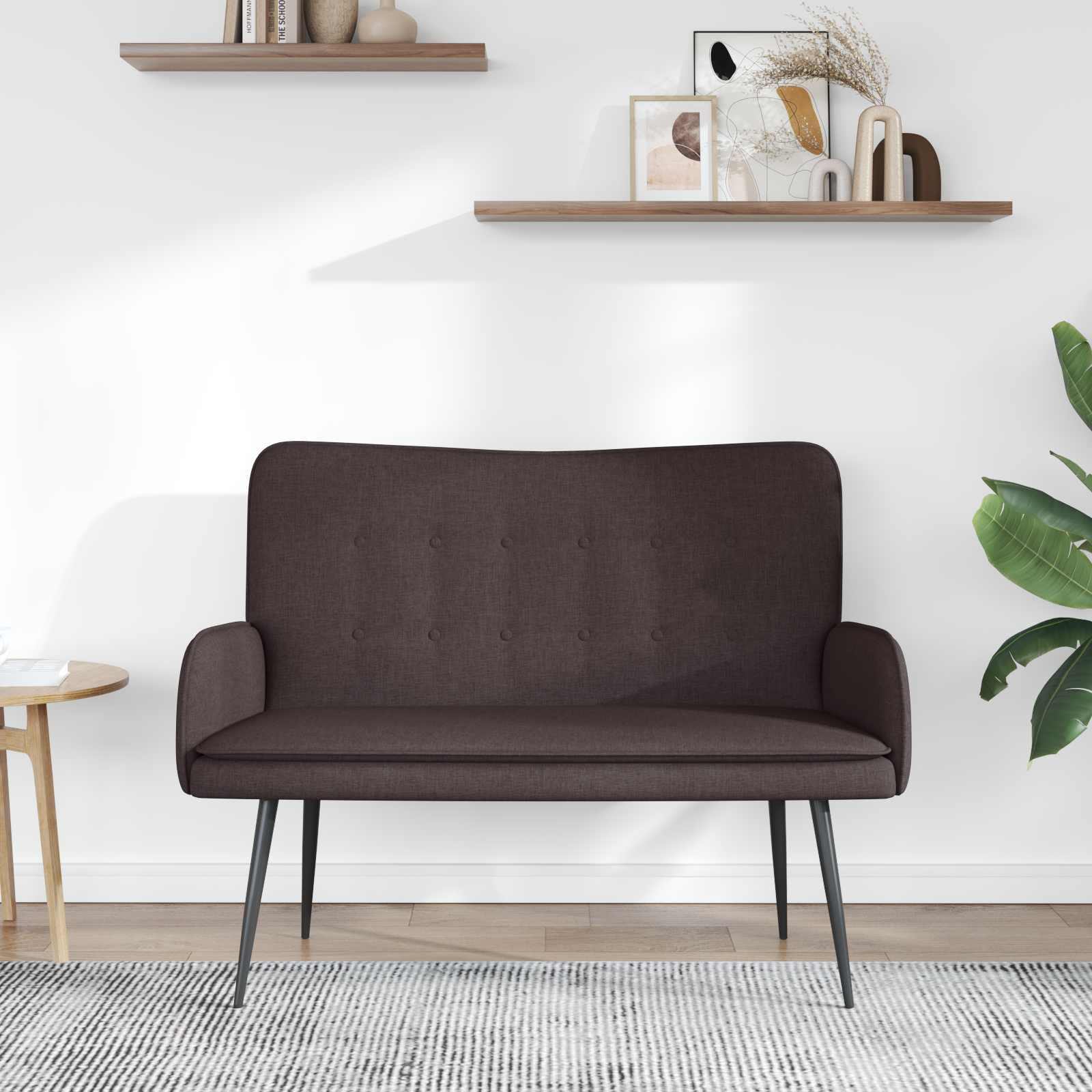 Divano a 2 Posti Marrone Scuro 115 x 61 x 87 cm Tessuto | homemem39