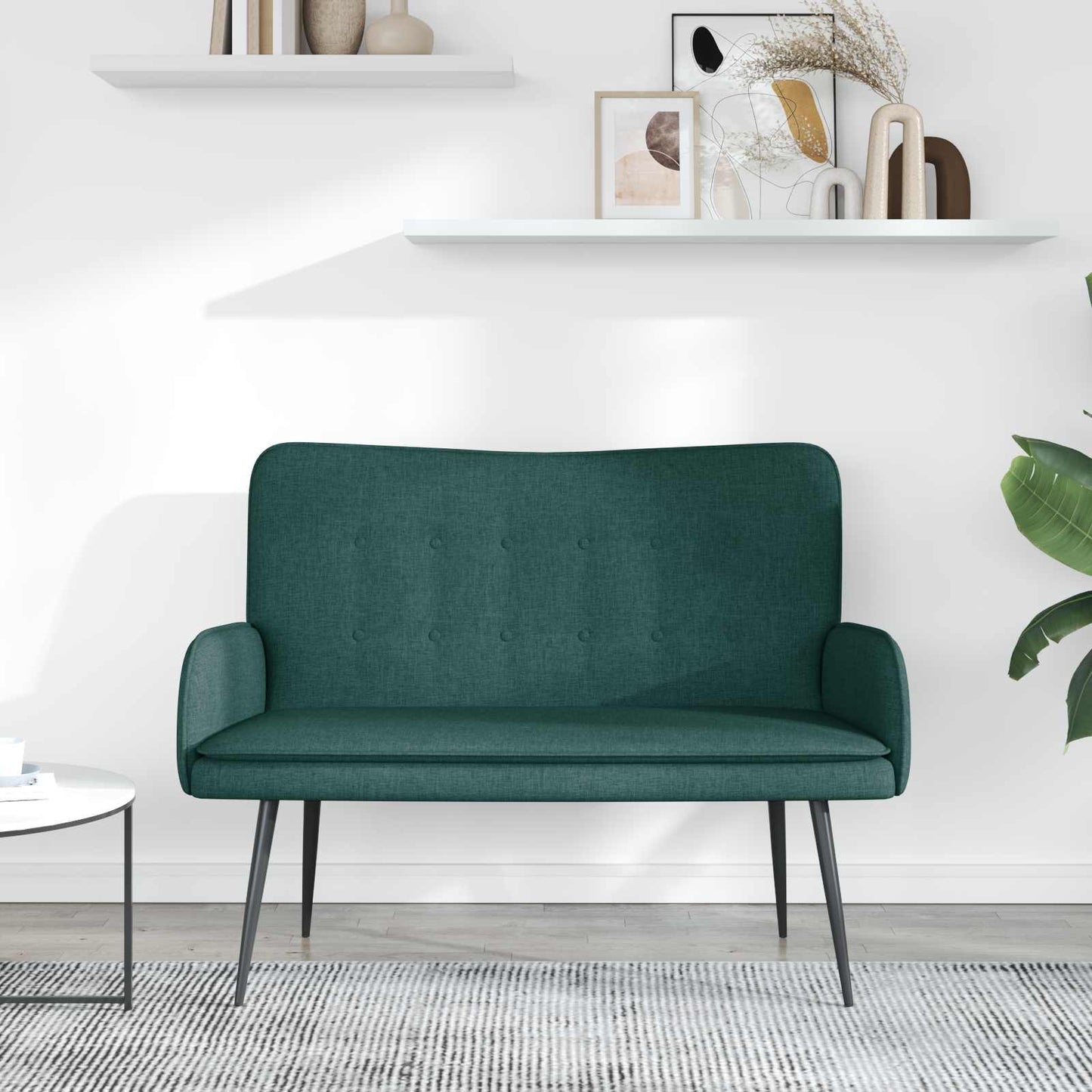 Divano a 2 Posti Verde Scuro 115 x 61 x 87 cm Tessuto