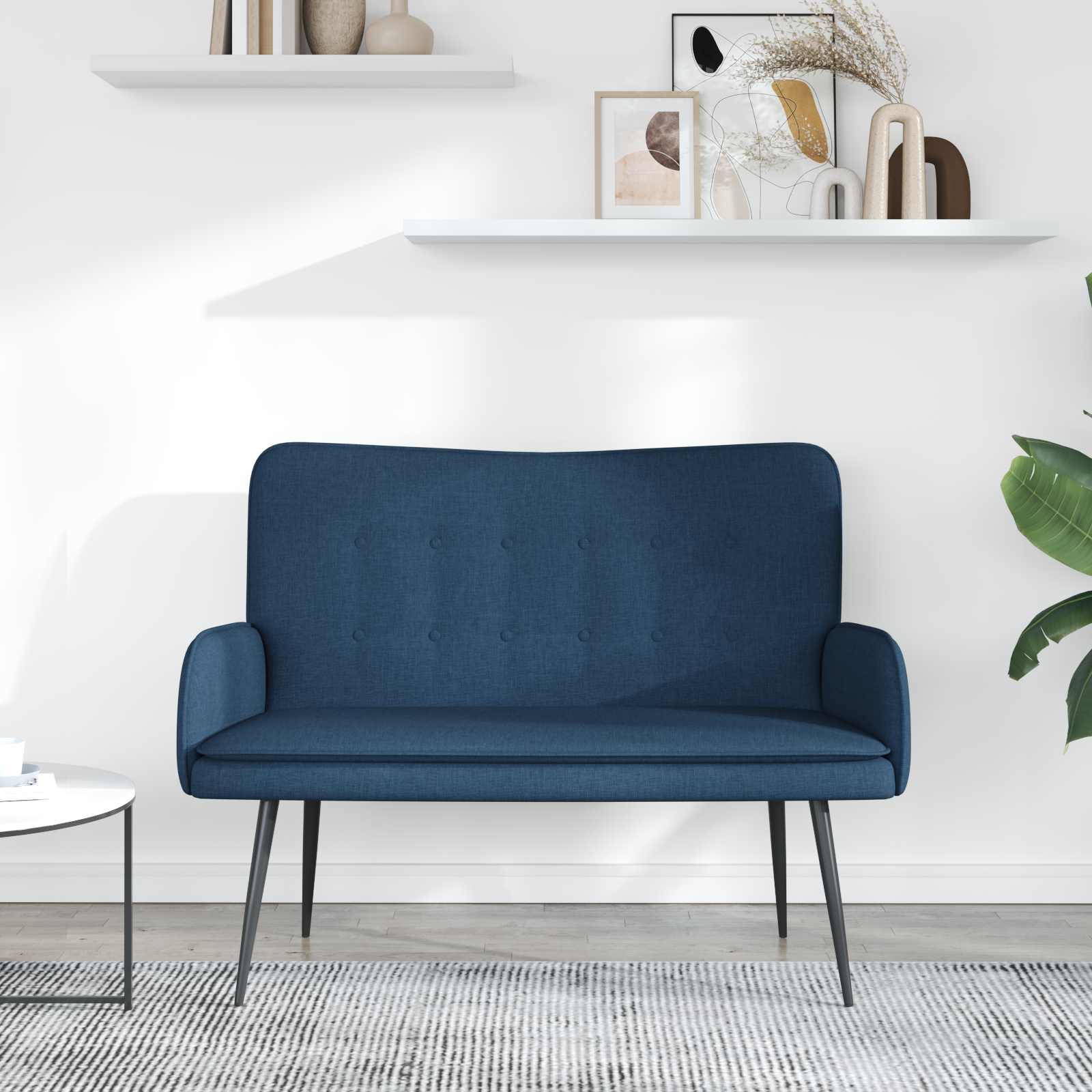 Divano a 2 Posti Blu 115 x 61 x 87 cm Tessuto | homemem39