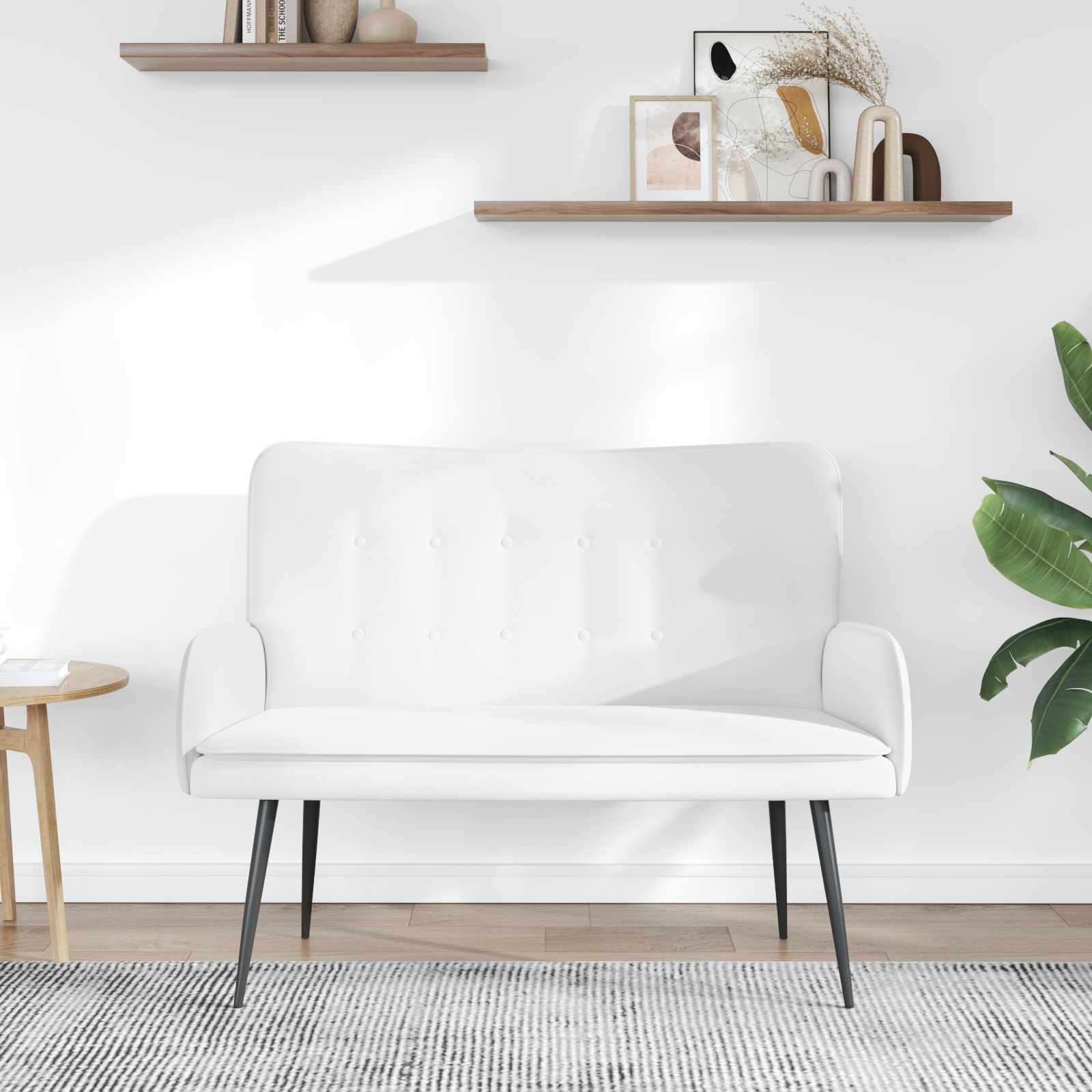 Divano a 2 Posti Bianco 115 x 61 x 87 cm Tessuto | homemem39