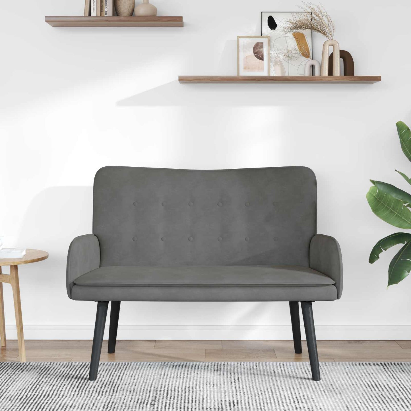 Divano a 2 Posti Grigio Scuro 115 x 61 x 87 cm Velluto (V)
