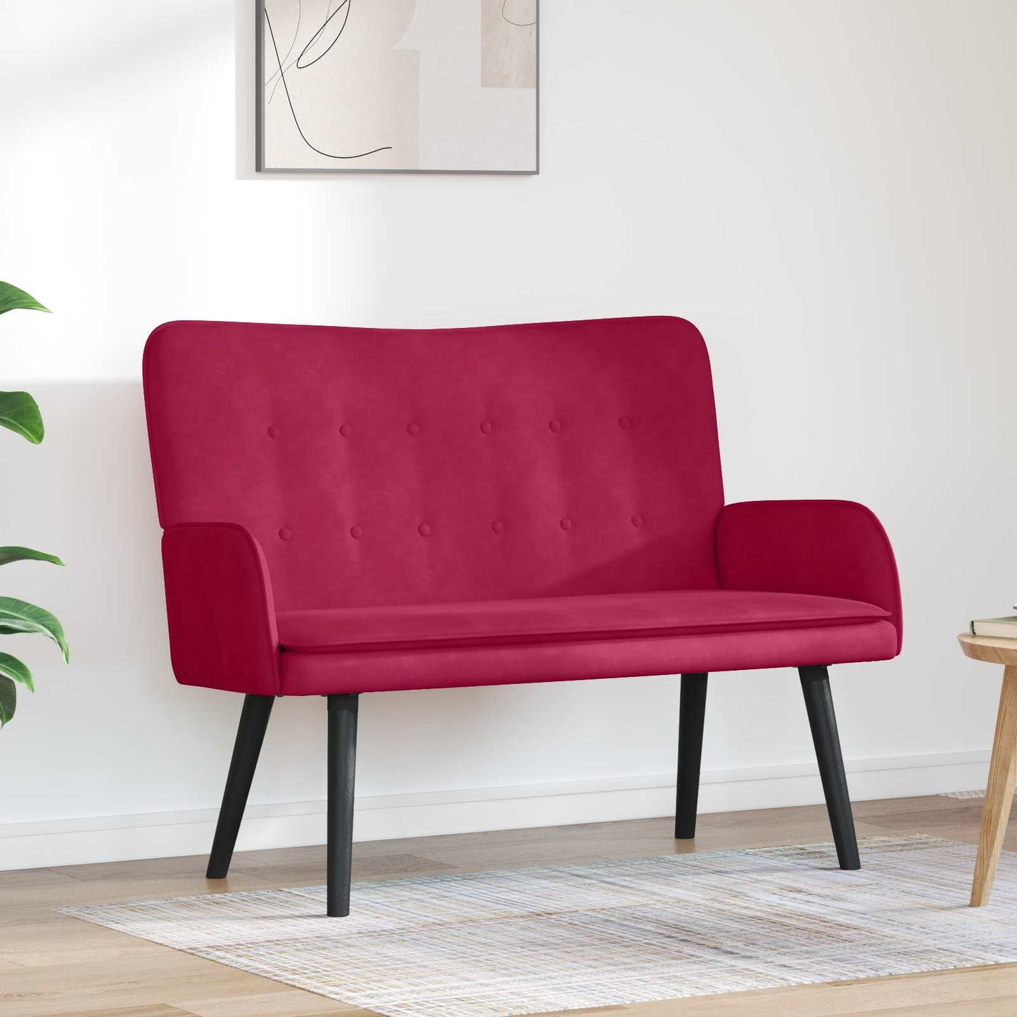 Sofa a Due Posti Rosso vino 115 x 61 x 87 cm Velluto | homemem39