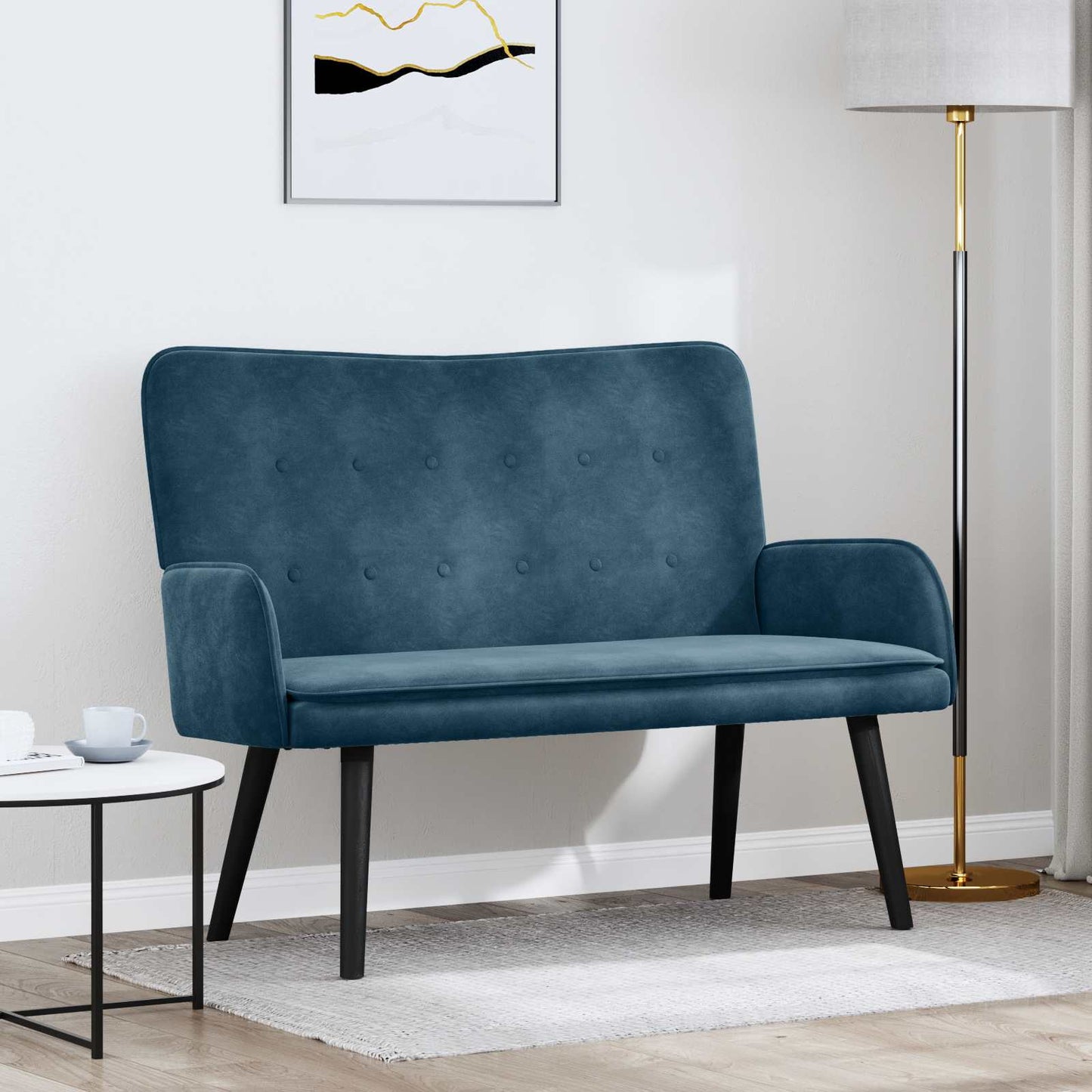 Sofa a Due Posti Blu 115 x 61 x 87 cm Velluto | homemem39