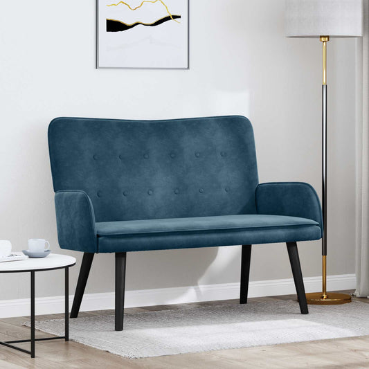 Sofa a Due Posti Blu 115 x 61 x 87 cm Velluto | homemem39
