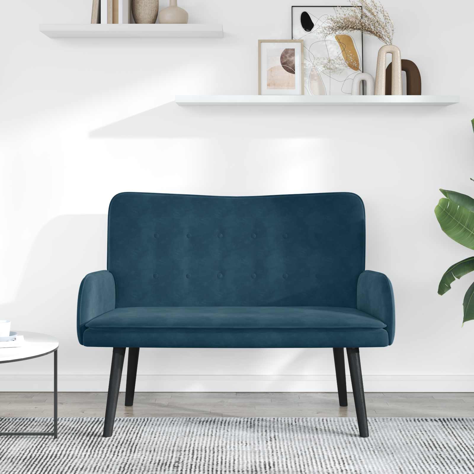 Sofa a Due Posti Blu 115 x 61 x 87 cm Velluto | homemem39