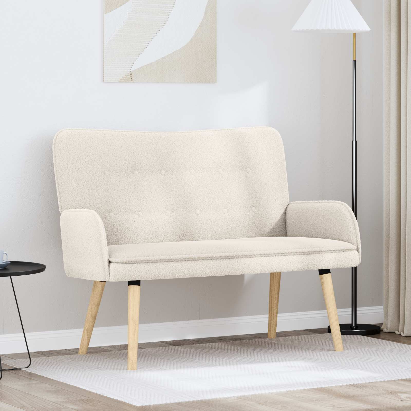 Divano a 2 Posti Crema 115 x 61 x 87 cm Bouclé | homemem39