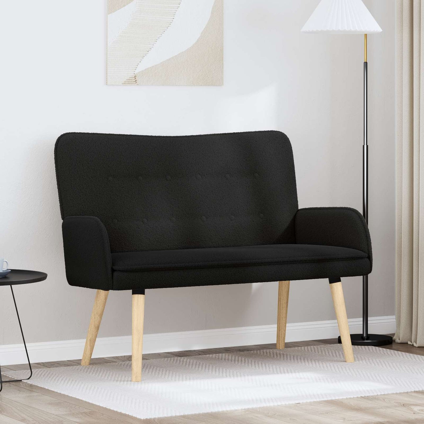 Divano a 2 Posti Nero 115 x 61 x 87 cm Bouclé | homemem39