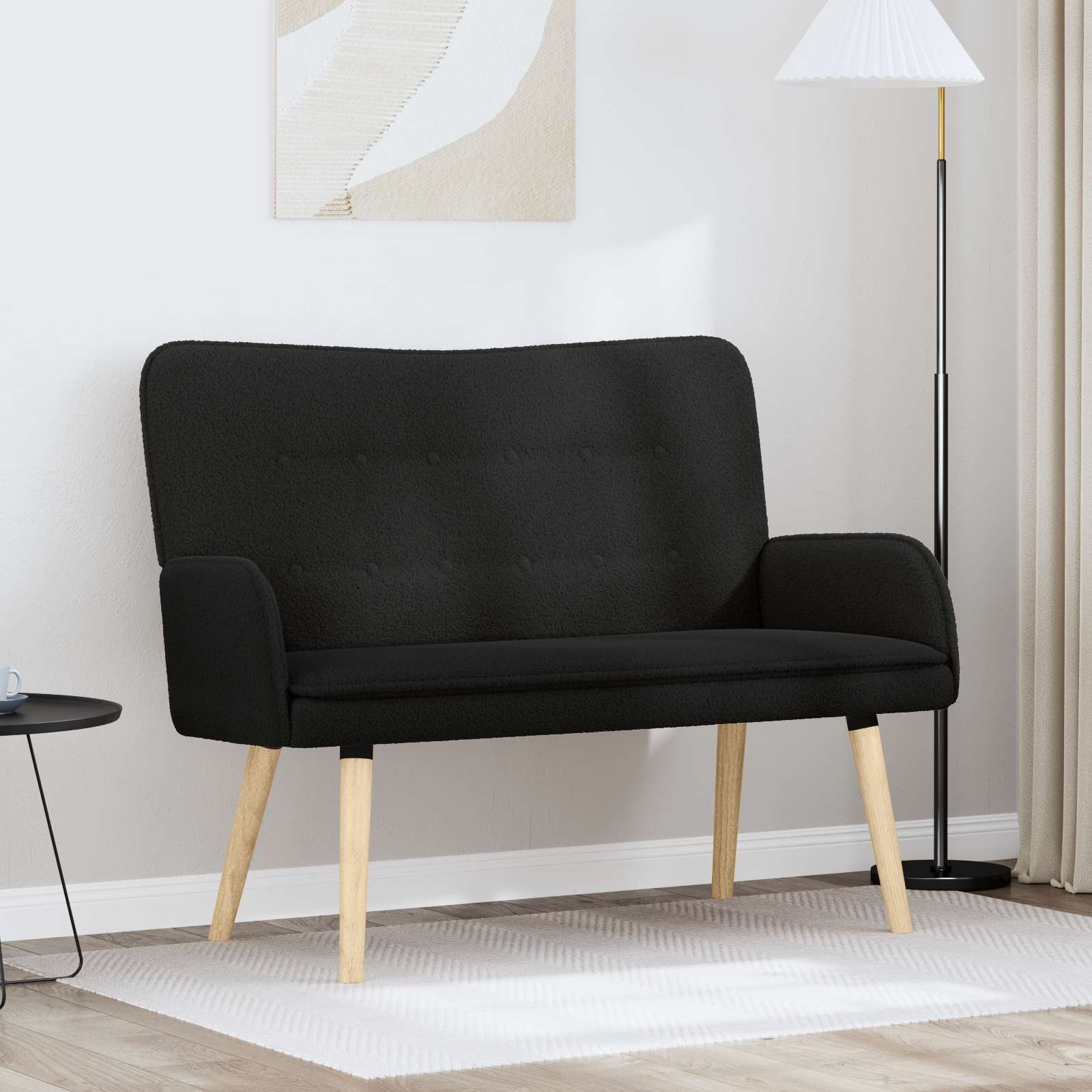 Divano a 2 Posti Nero 115 x 61 x 87 cm Bouclé | homemem39