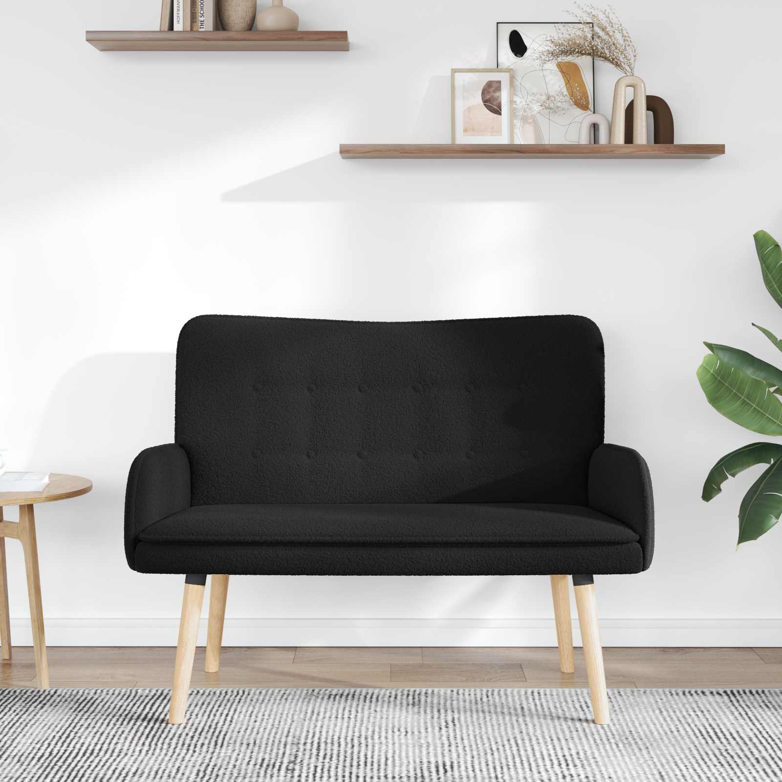 Divano a 2 Posti Nero 115 x 61 x 87 cm Bouclé | homemem39