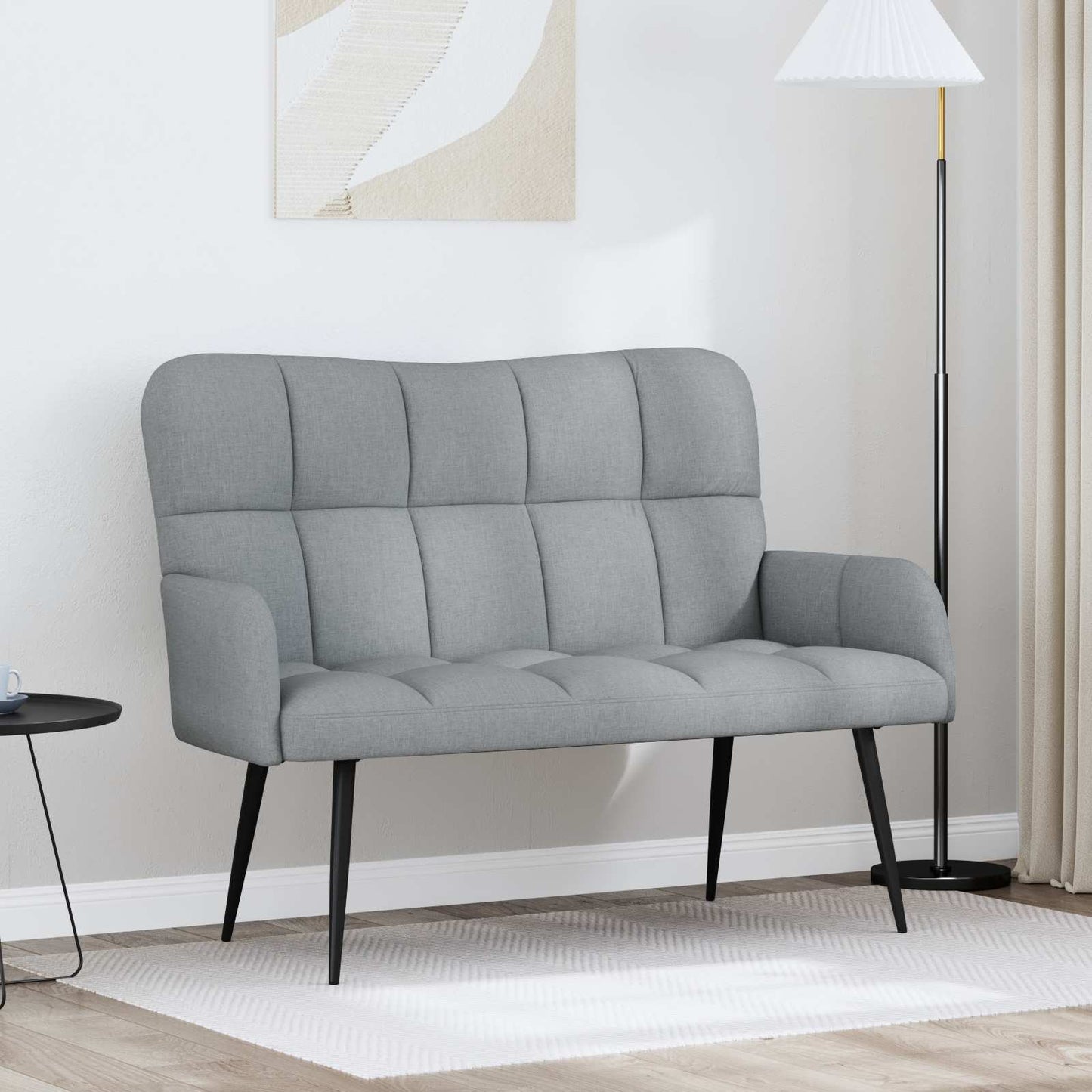 Sofa a Due Posti Grigio chiaro 115 x 61 x 87 cm Tessuto | homemem39