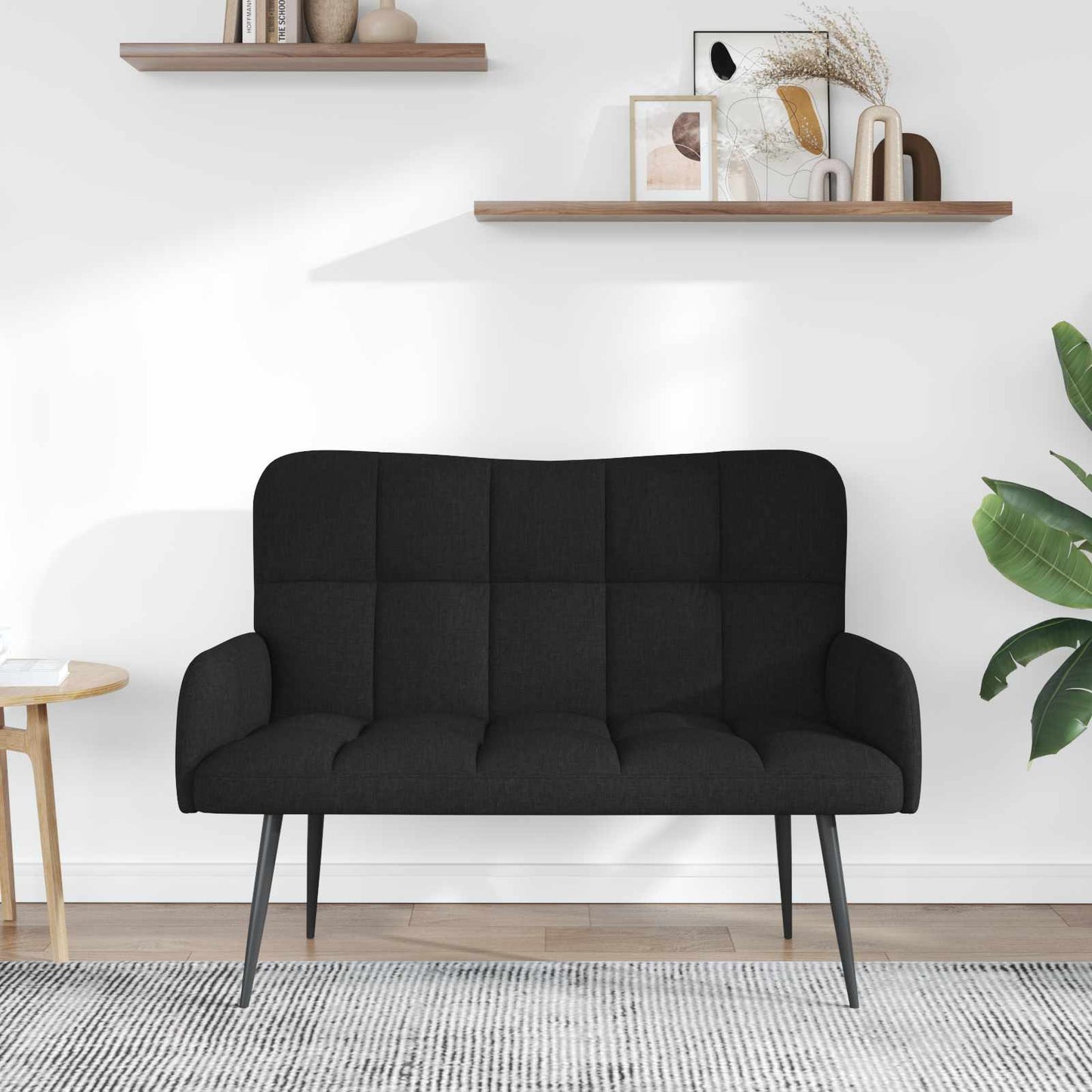 Divano a 2 Posti Nero 115 x 61 x 87 cm Tessuto