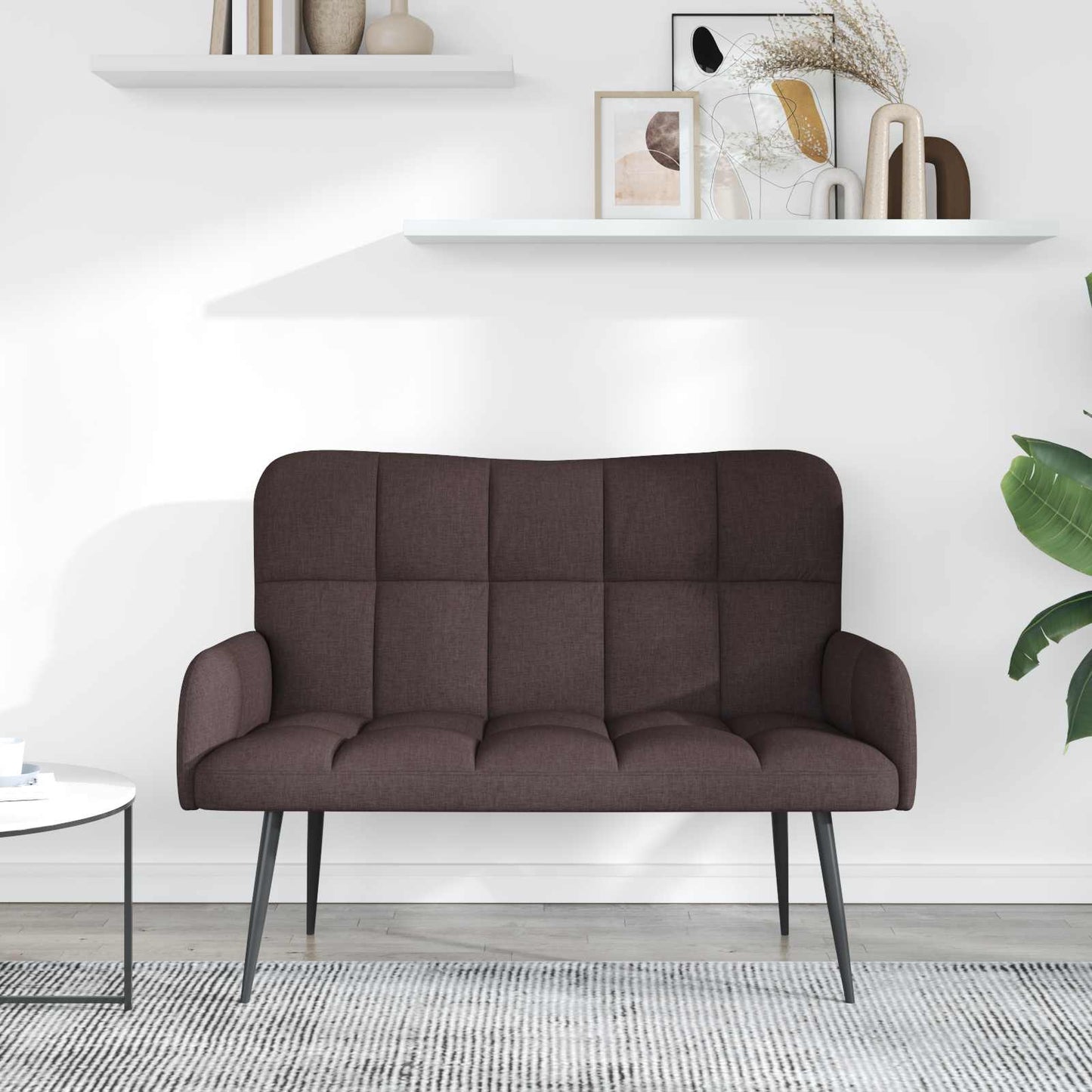 Sofa a Due Posti Marrone Scuro 115 x 61 x 87 cm Tessuto | homemem39