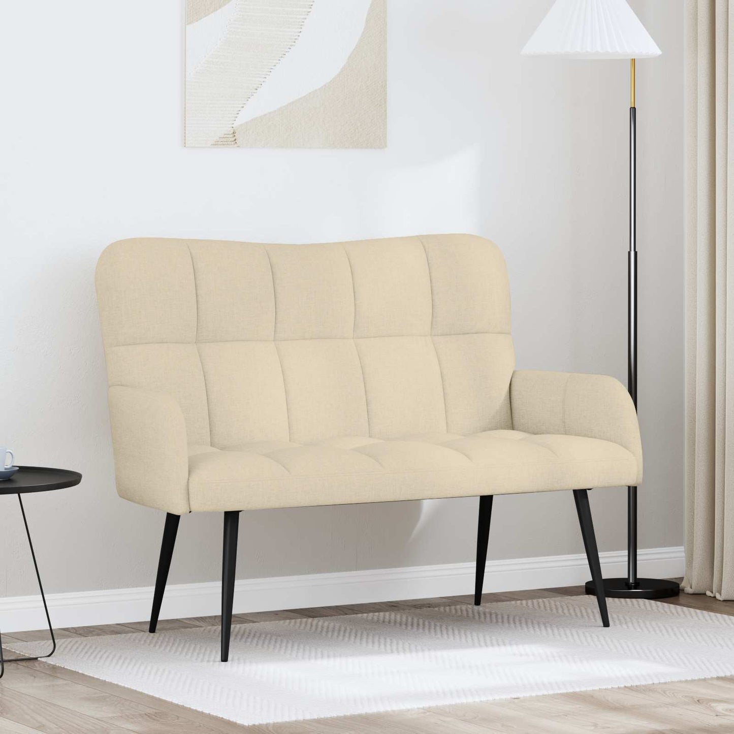 Sofa a Due Posti Crema 115 x 61 x 87 cm Tessuto | homemem39