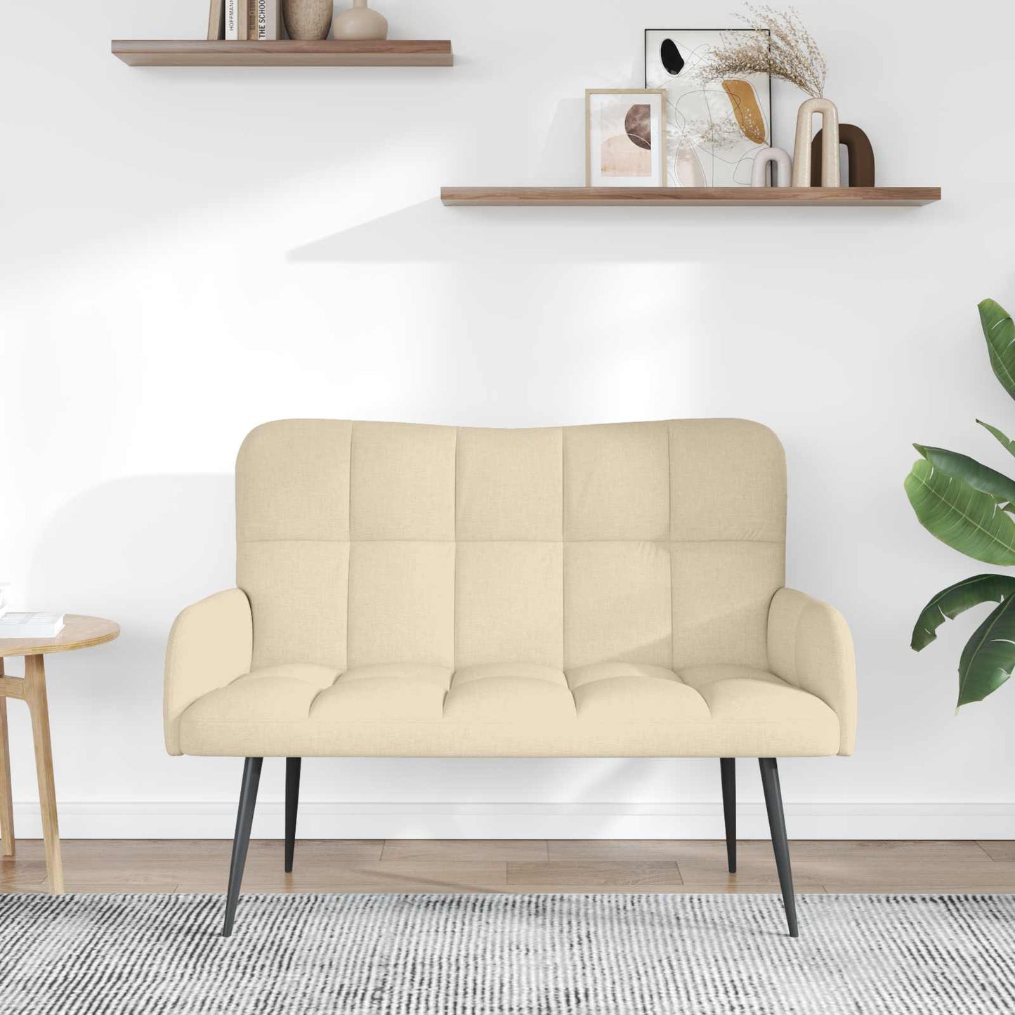 Sofa a Due Posti Crema 115 x 61 x 87 cm Tessuto | homemem39