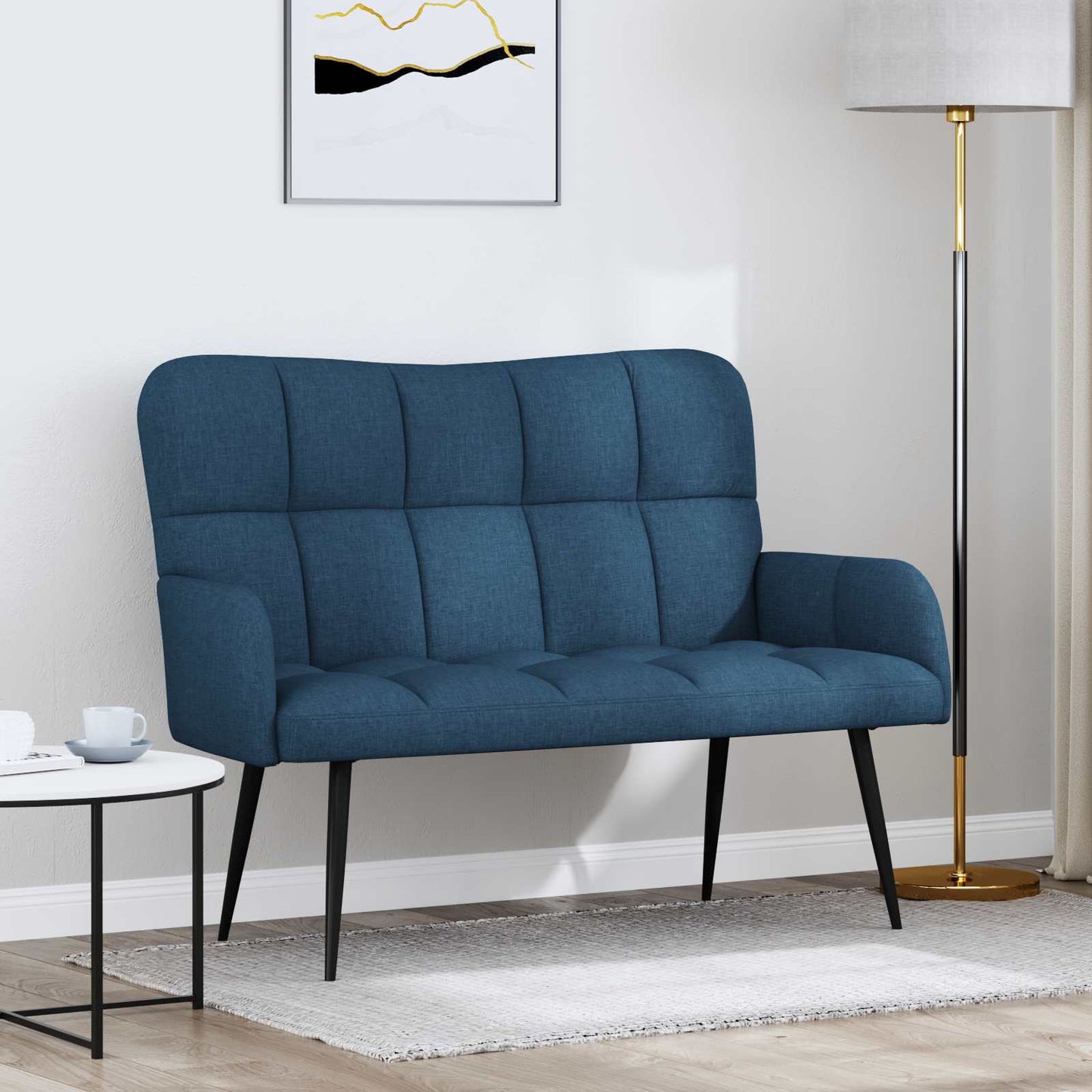 Sofa a Due Posti Blu 115 x 61 x 87 cm Tessuto | homemem39