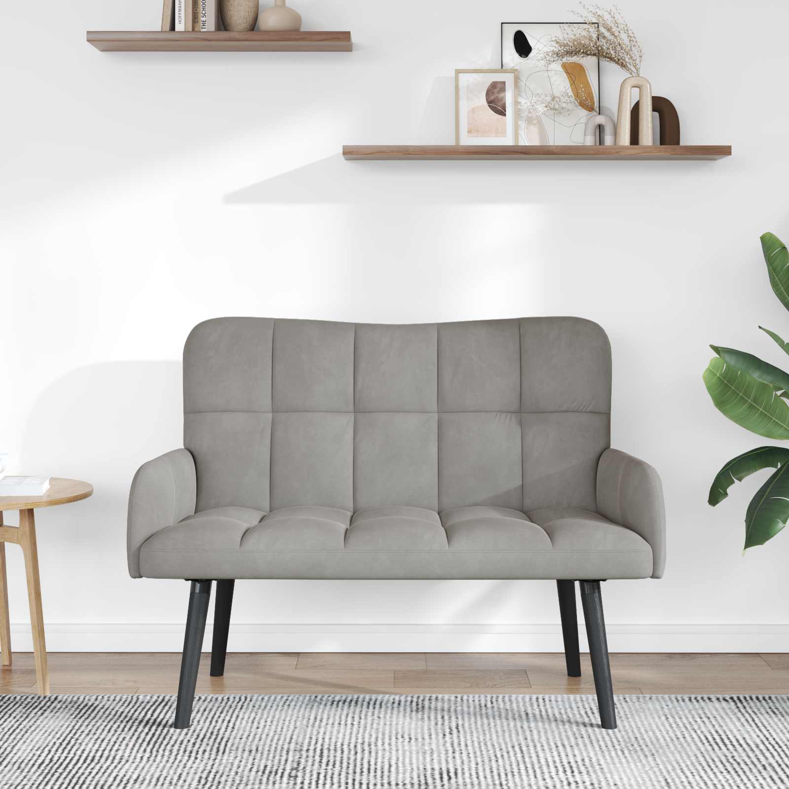 Sofa a Due Posti Grigio chiaro 115 x 61 x 87 cm Velluto | homemem39