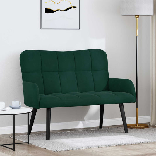 Divano a 2 Posti Verde Scuro 115 x 61 x 87 cm Velluto (V)