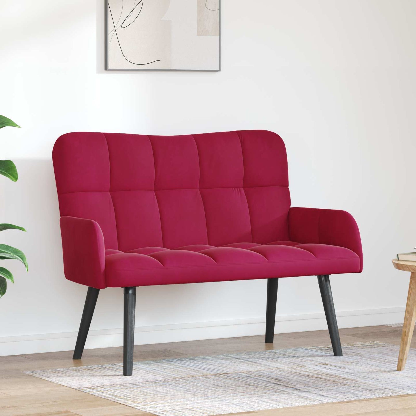 Sofa a Due Posti Rosso vino 115 x 61 x 87 cm Velluto | homemem39
