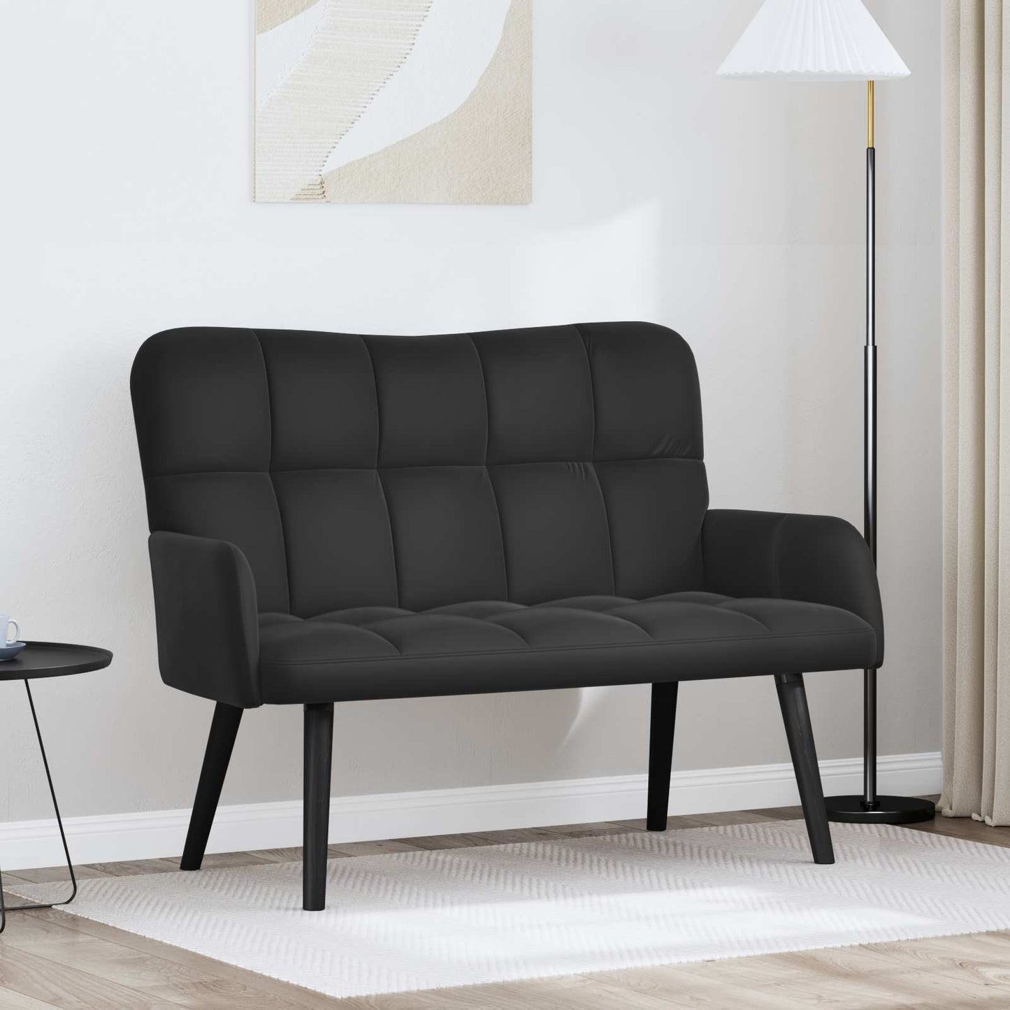 Divano a 2 Posti Nero 115 x 61 x 87 cm Velluto (V)