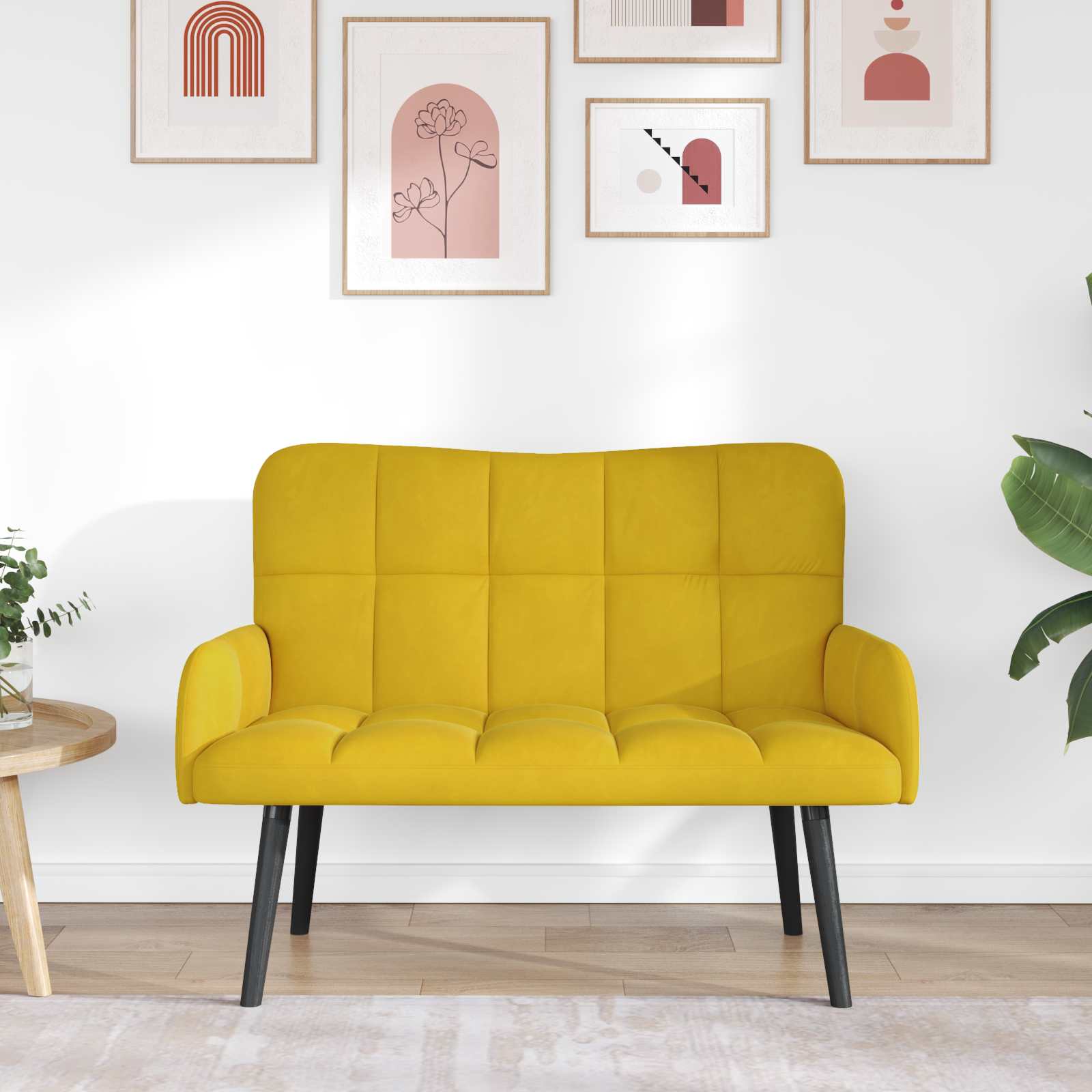Sofa a Due Posti Giallo 115 x 61 x 87 cm Velluto | homemem39