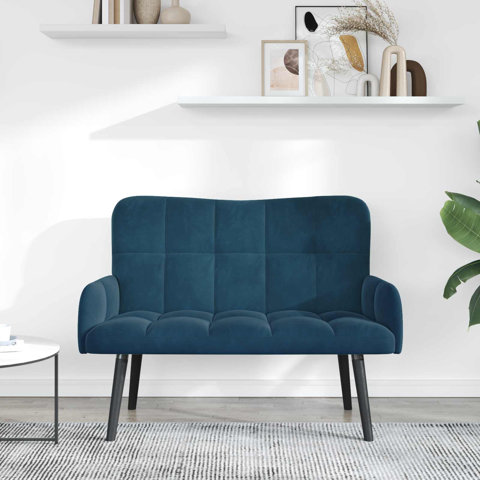 Sofa a Due Posti Blu 115 x 61 x 87 cm Velluto | homemem39