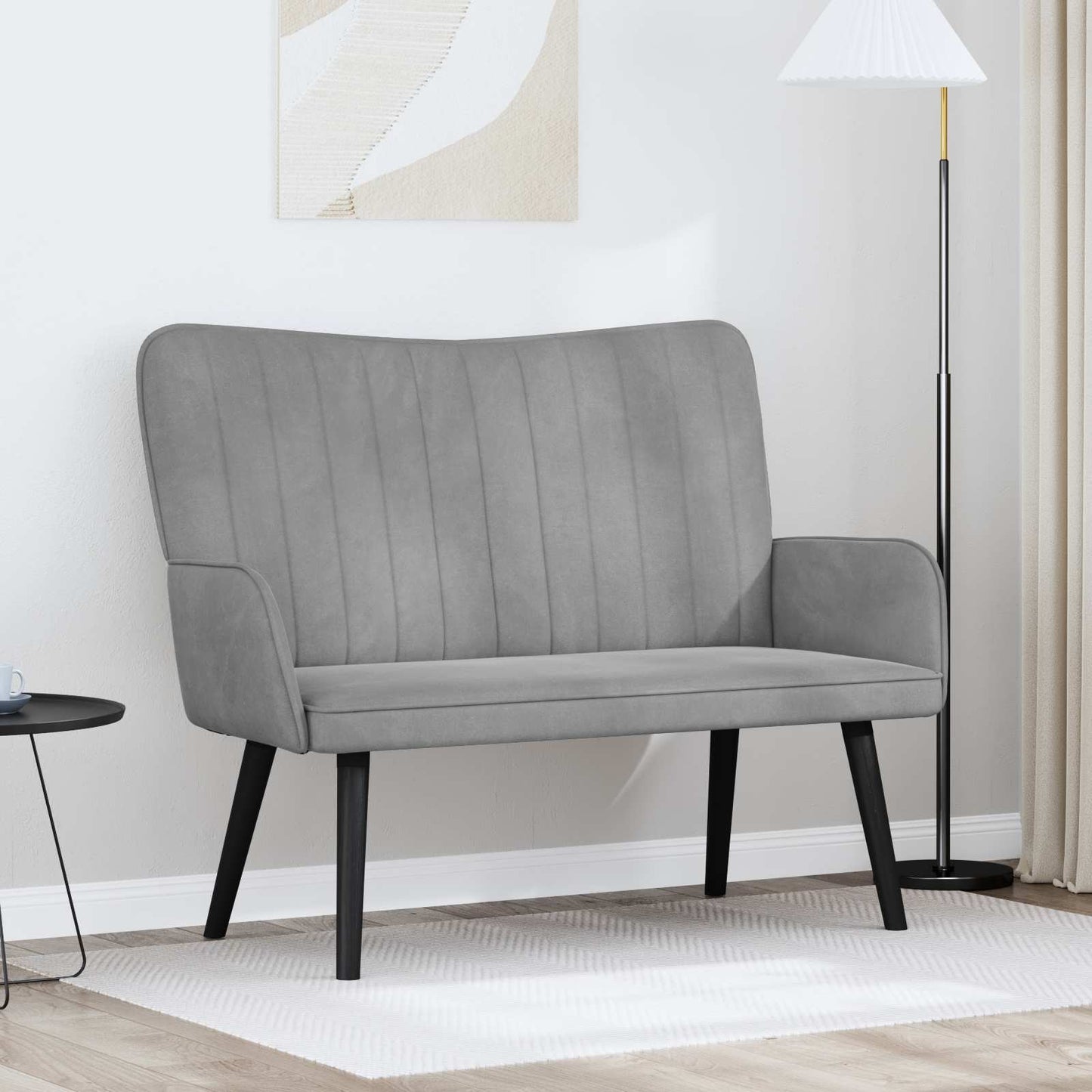 Divano a 2 Posti Grigio Chiaro 115 x 61 x 87 cm Velluto (V)