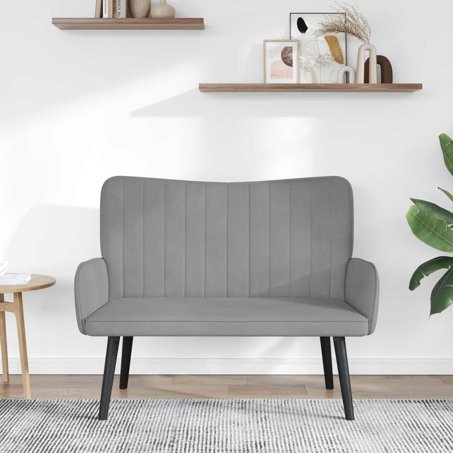 Divano a 2 Posti Grigio Chiaro 115 x 61 x 87 cm Velluto (V)