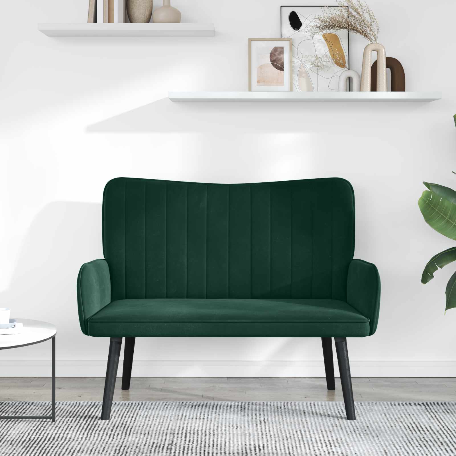Sofa a Due Posti Verde Scuro 115 x 61 x 87 cm Velluto | homemem39