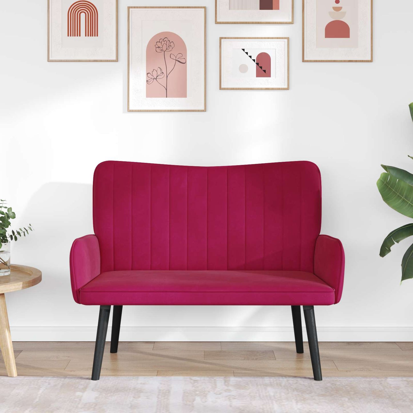 Divano a 2 Posti Rosso Vino 115 x 61 x 87 cm Velluto (V)
