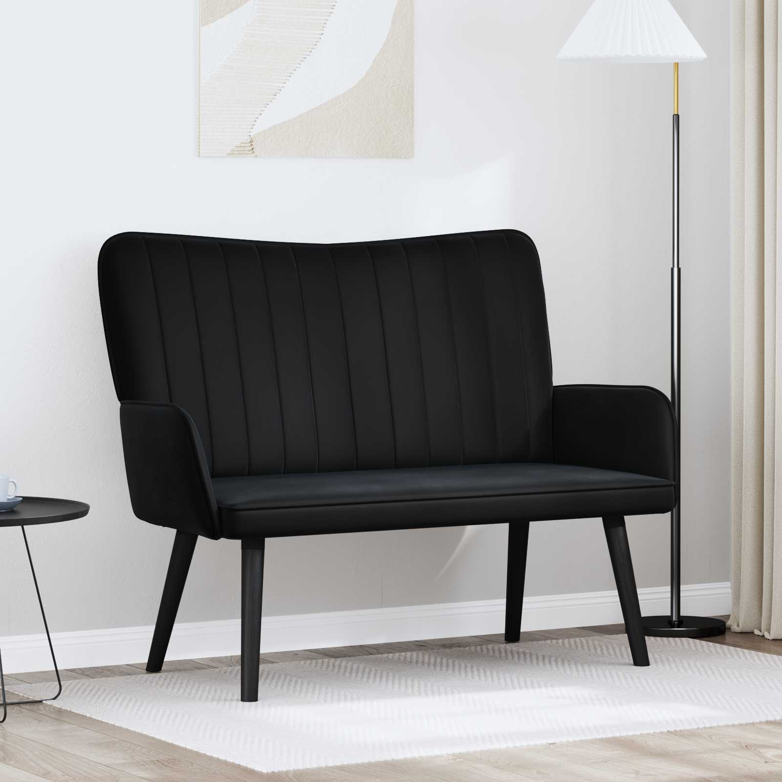 Sofa a Due Posti Nero 115 x 61 x 87 cm Velluto | homemem39