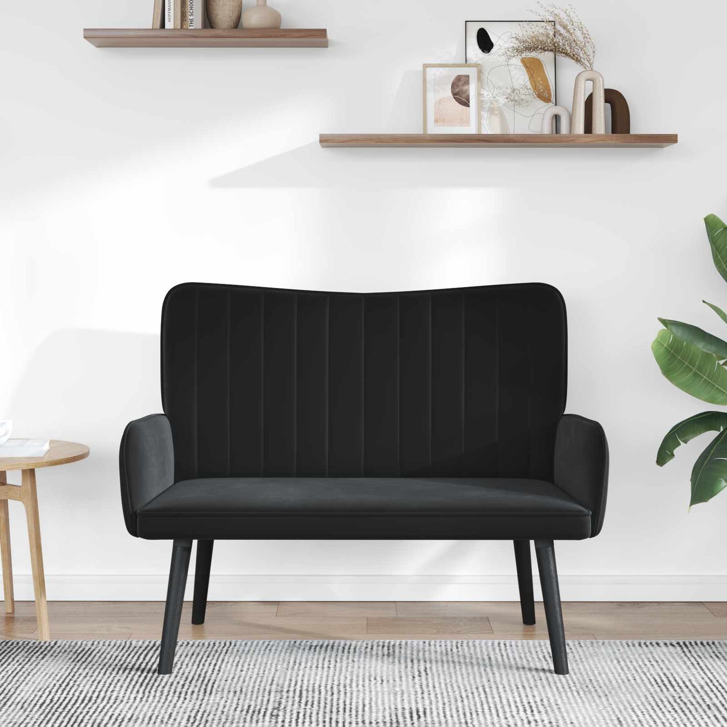 Sofa a Due Posti Nero 115 x 61 x 87 cm Velluto | homemem39