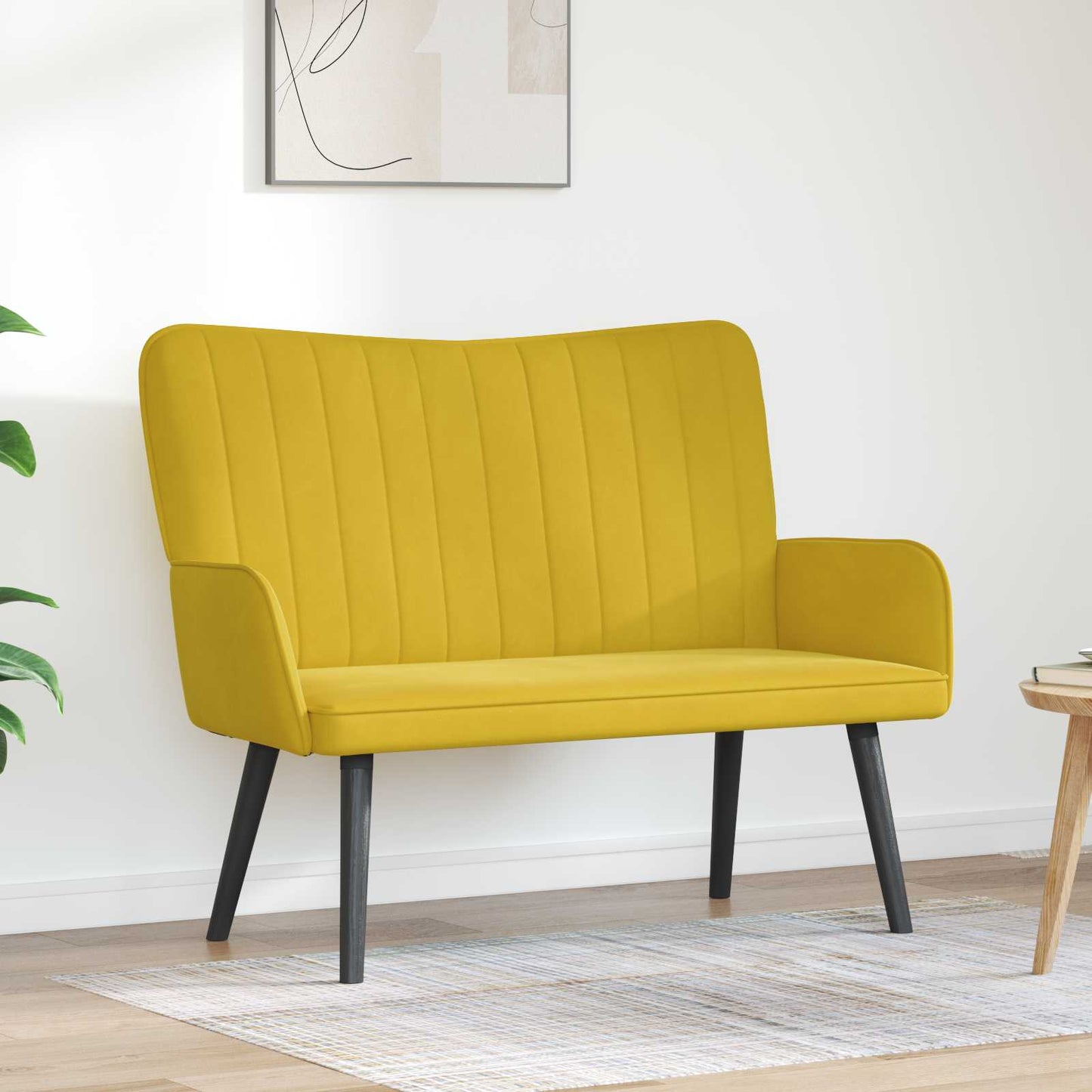 Divano a 2 Posti Giallo 115 x 61 x 87 cm Velluto (V)