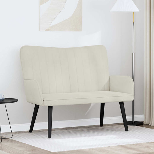 Sofa a Due Posti Crema 115 x 61 x 87 cm Velluto | homemem39