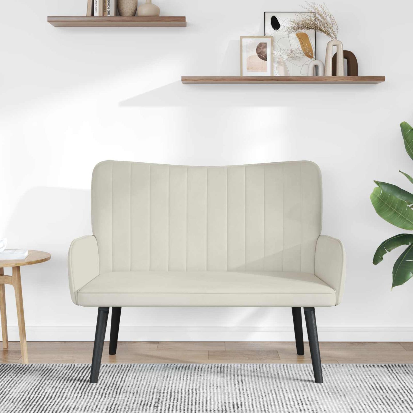Sofa a Due Posti Crema 115 x 61 x 87 cm Velluto | homemem39