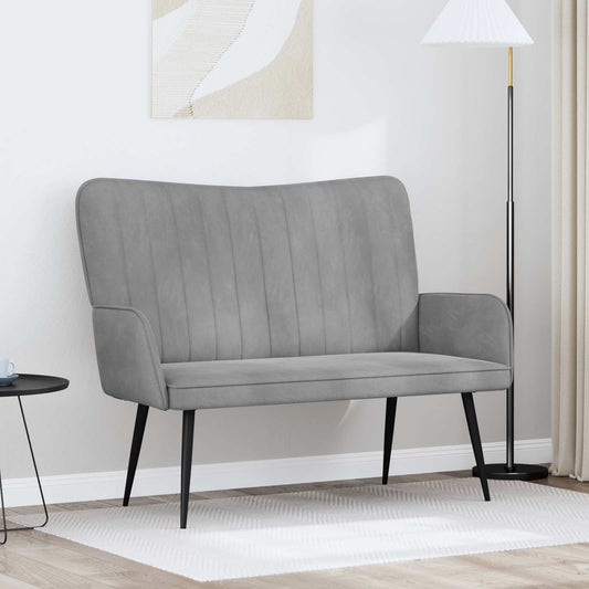 Sofa a Due Posti Grigio chiaro 115 x 61 x 87 cm Velluto | homemem39