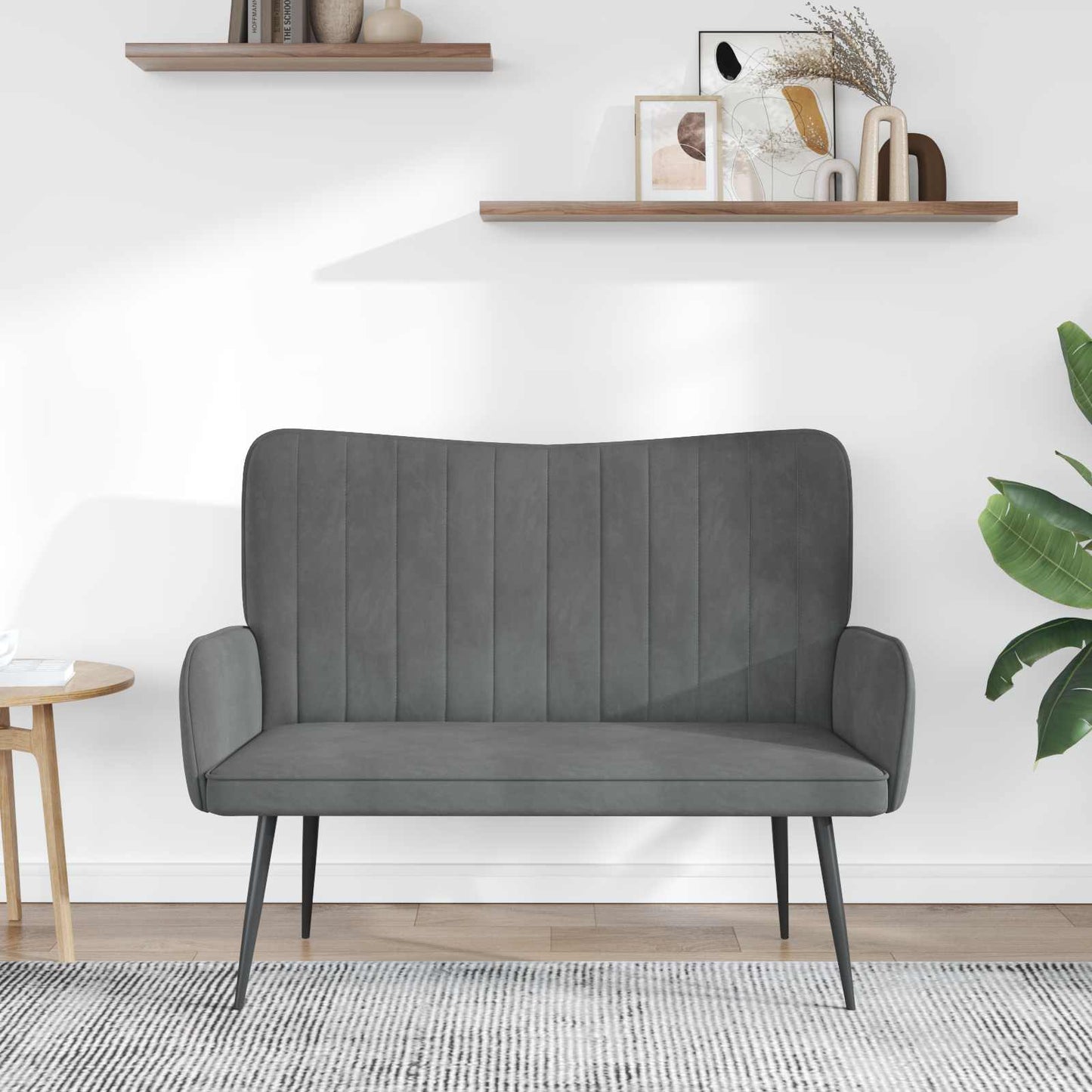 Sofa a Due Posti Grigio scuro 115 x 61 x 87 cm Velluto | homemem39