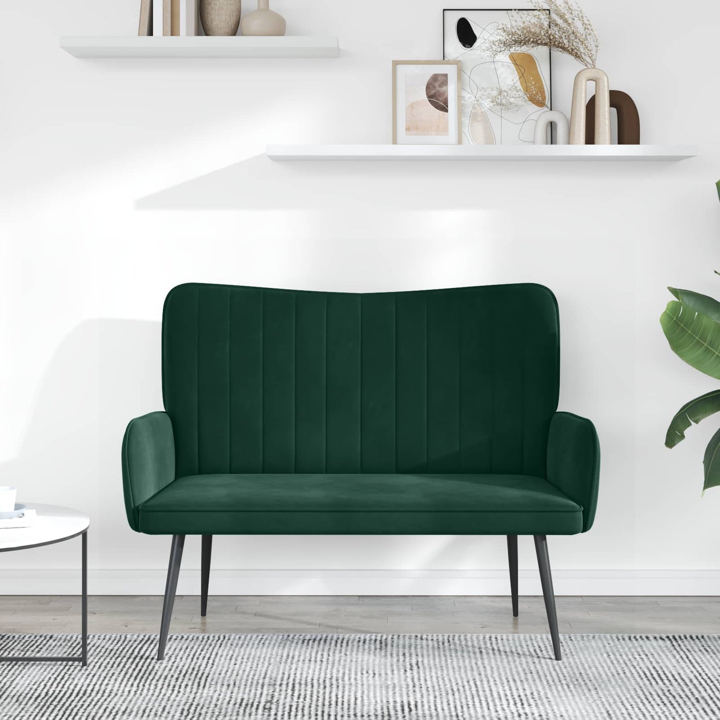 Sofa a Due Posti Verde Scuro 115 x 61 x 87 cm Velluto | homemem39