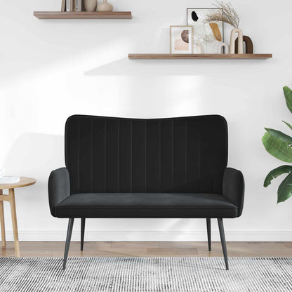 Divano a 2 Posti Nero 115 x 61 x 87 cm Velluto (V)