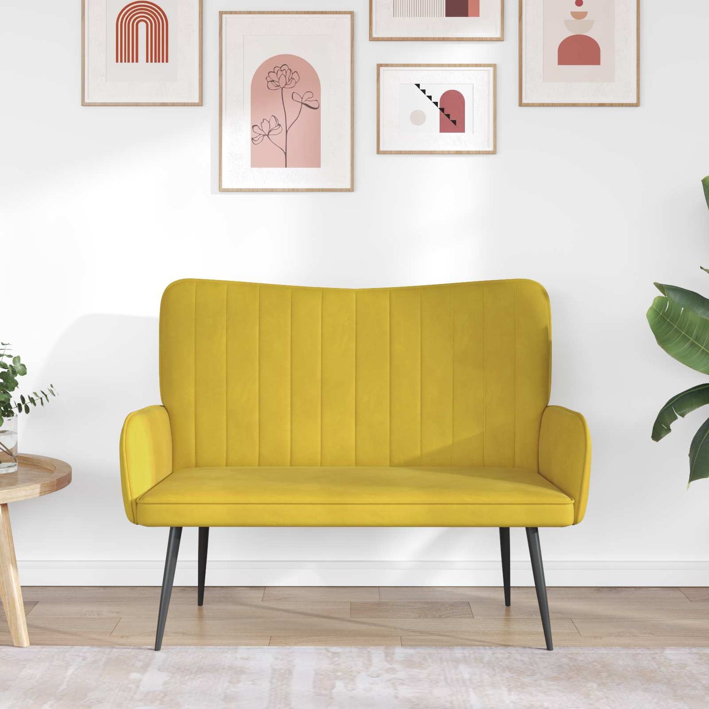Divano a 2 Posti Giallo 115 x 61 x 87 cm Velluto (V)