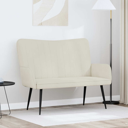 Divano a 2 Posti Crema 115 x 61 x 87 cm Velluto (V)
