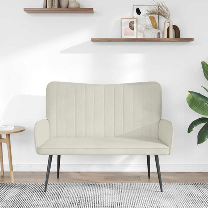Divano a 2 Posti Crema 115 x 61 x 87 cm Velluto (V)