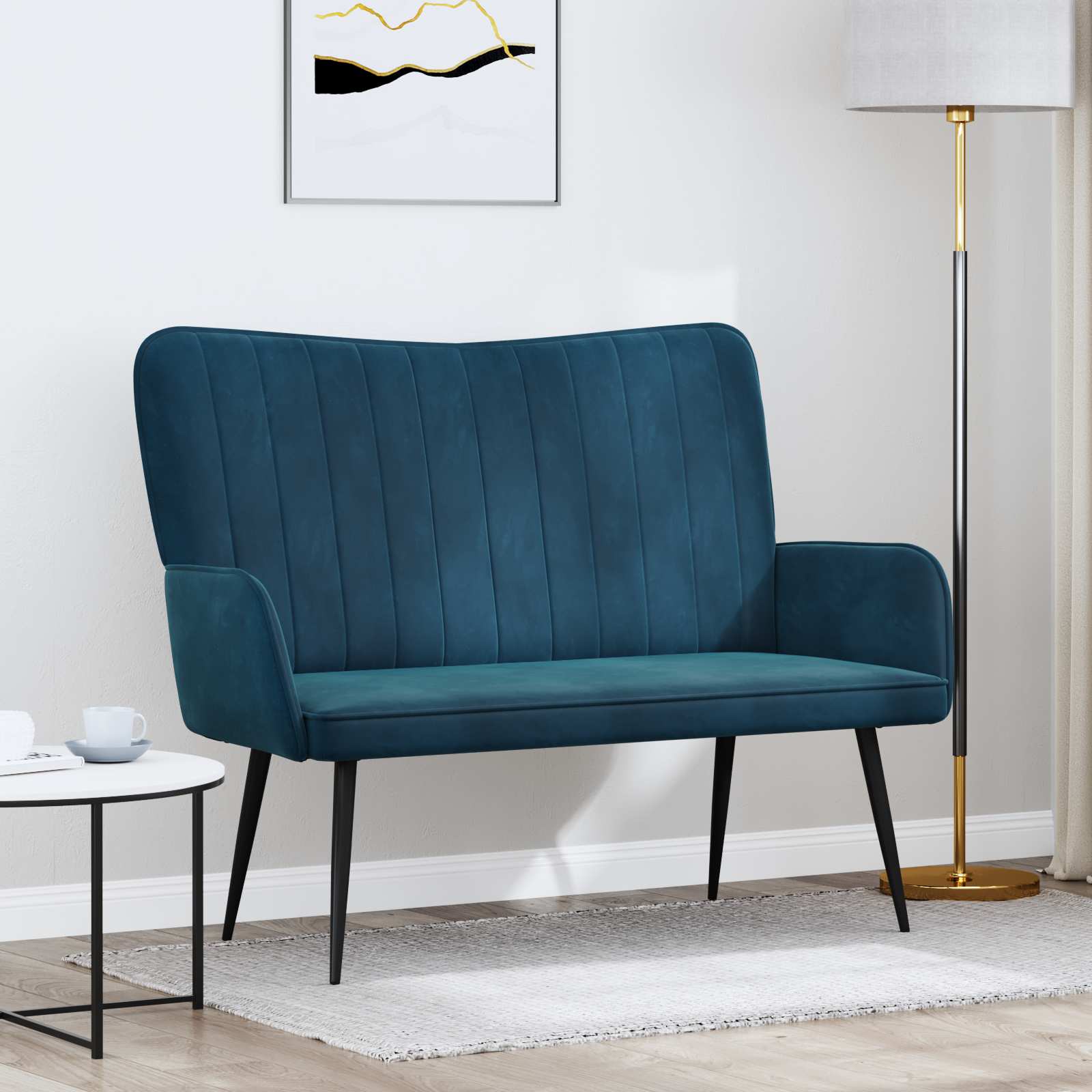 Sofa a Due Posti Blu 115 x 61 x 87 cm Velluto | homemem39