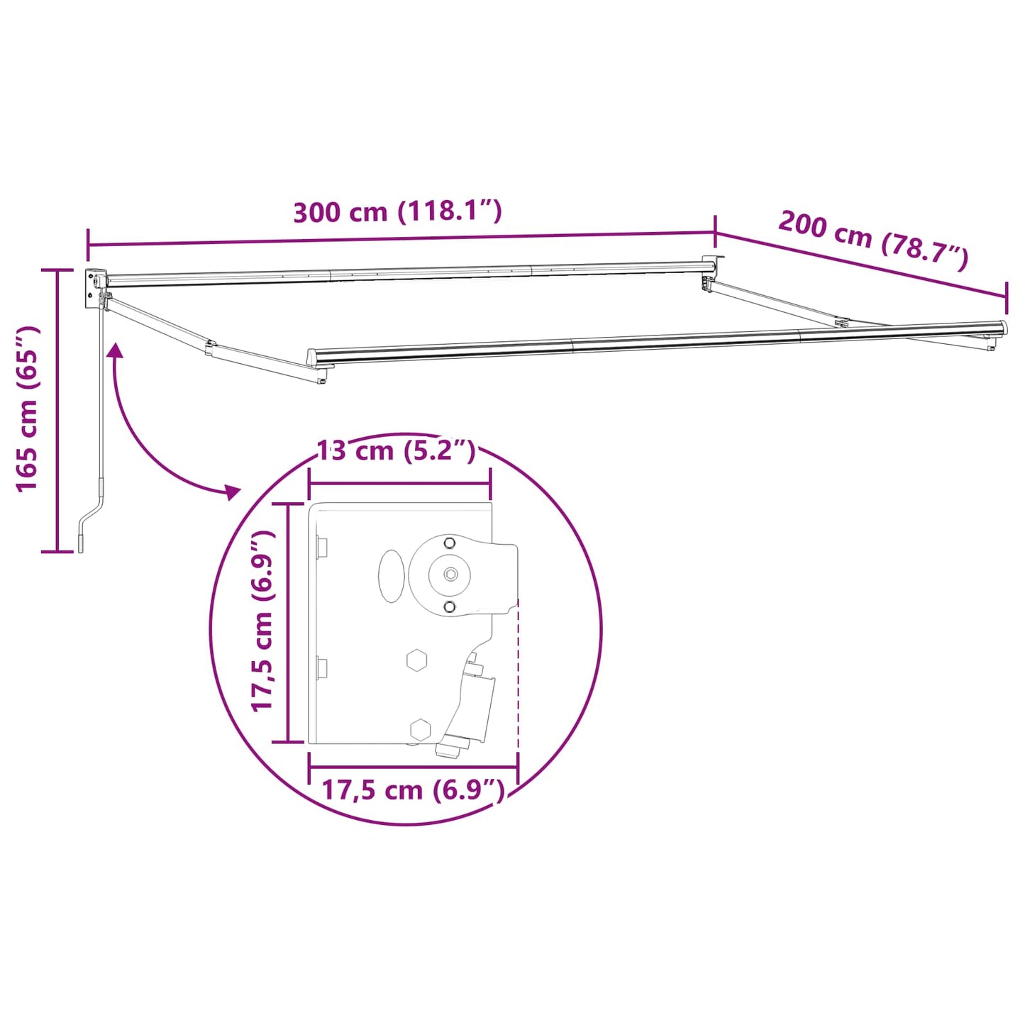 Tenda retrattile Borgogna 3 x 2 m 100% Poliestere e Alluminio | homemem39