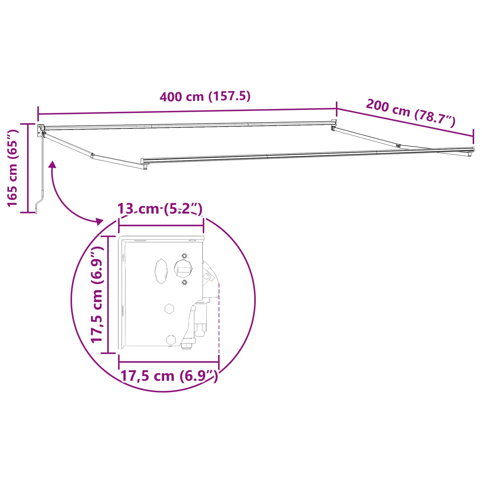 Tenda retrattile Crema 4 x 2 m 100% Poliestere e Alluminio | homemem39