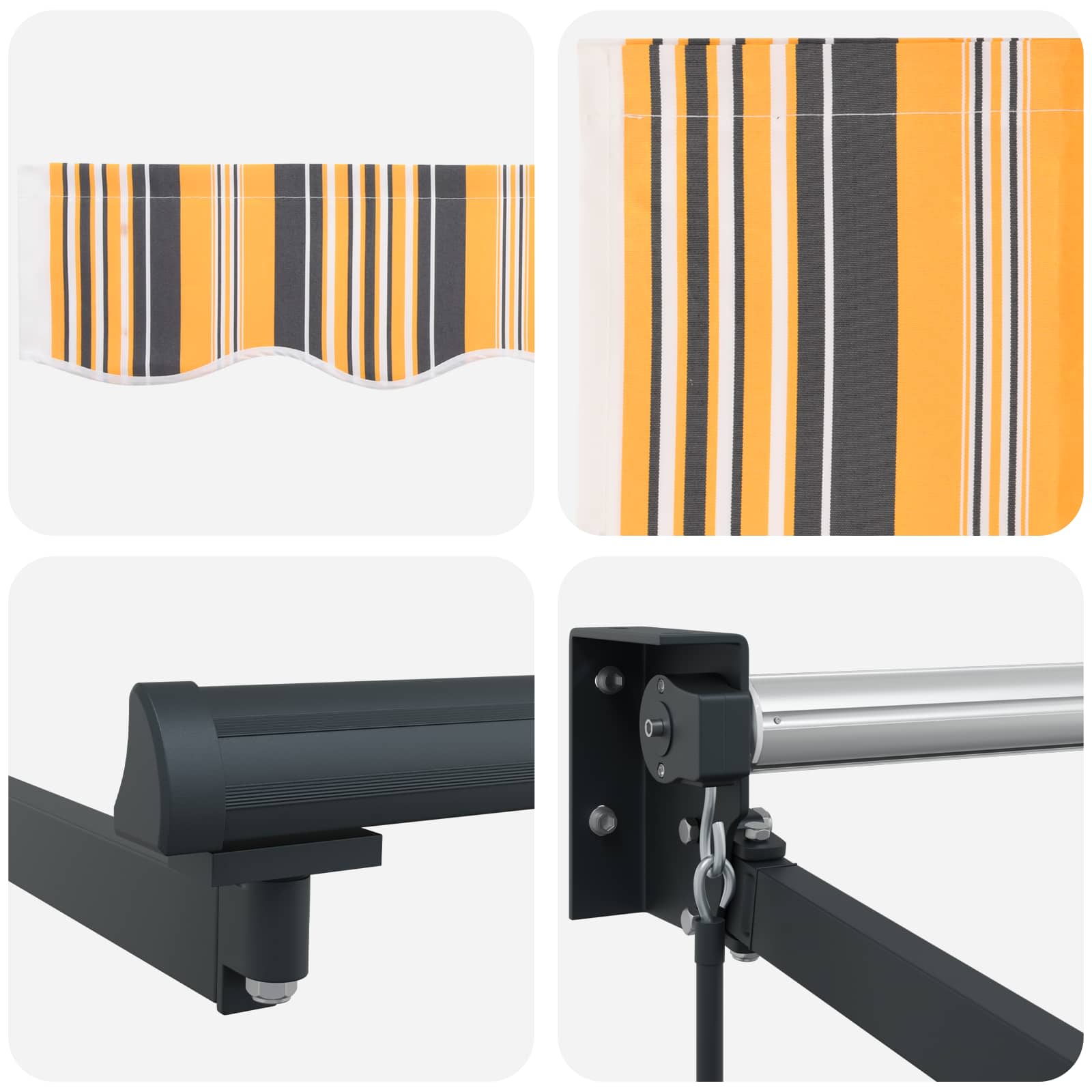 Tenda retrattile Giallo, Grigio e Bianco 3,5 x 2 m | homemem39